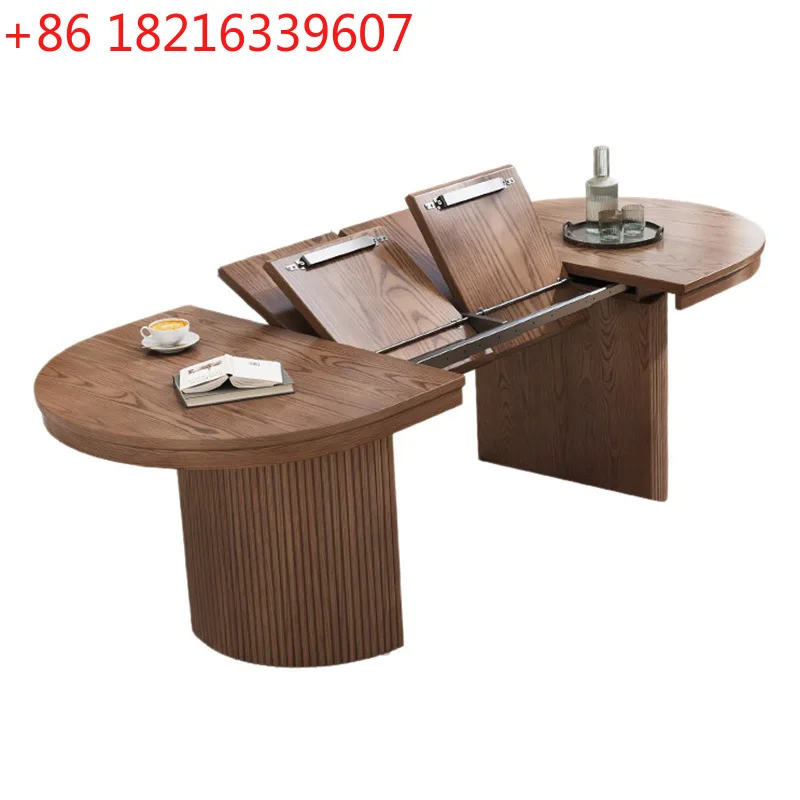 YAO medieval style pure solid wood retractable rectangular household oval pull-out folding