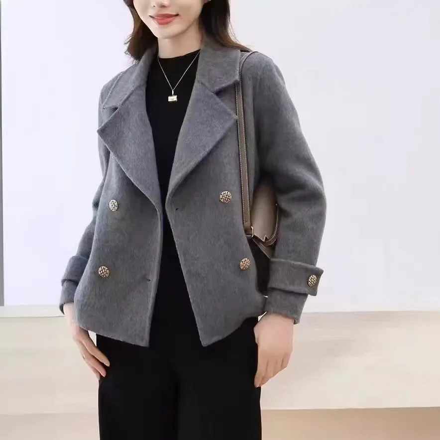 2026 Fall New Arrival Women's Short Woolen Blazer Coat - Elegant Long Sleeve Double-Faced Wool Jacket