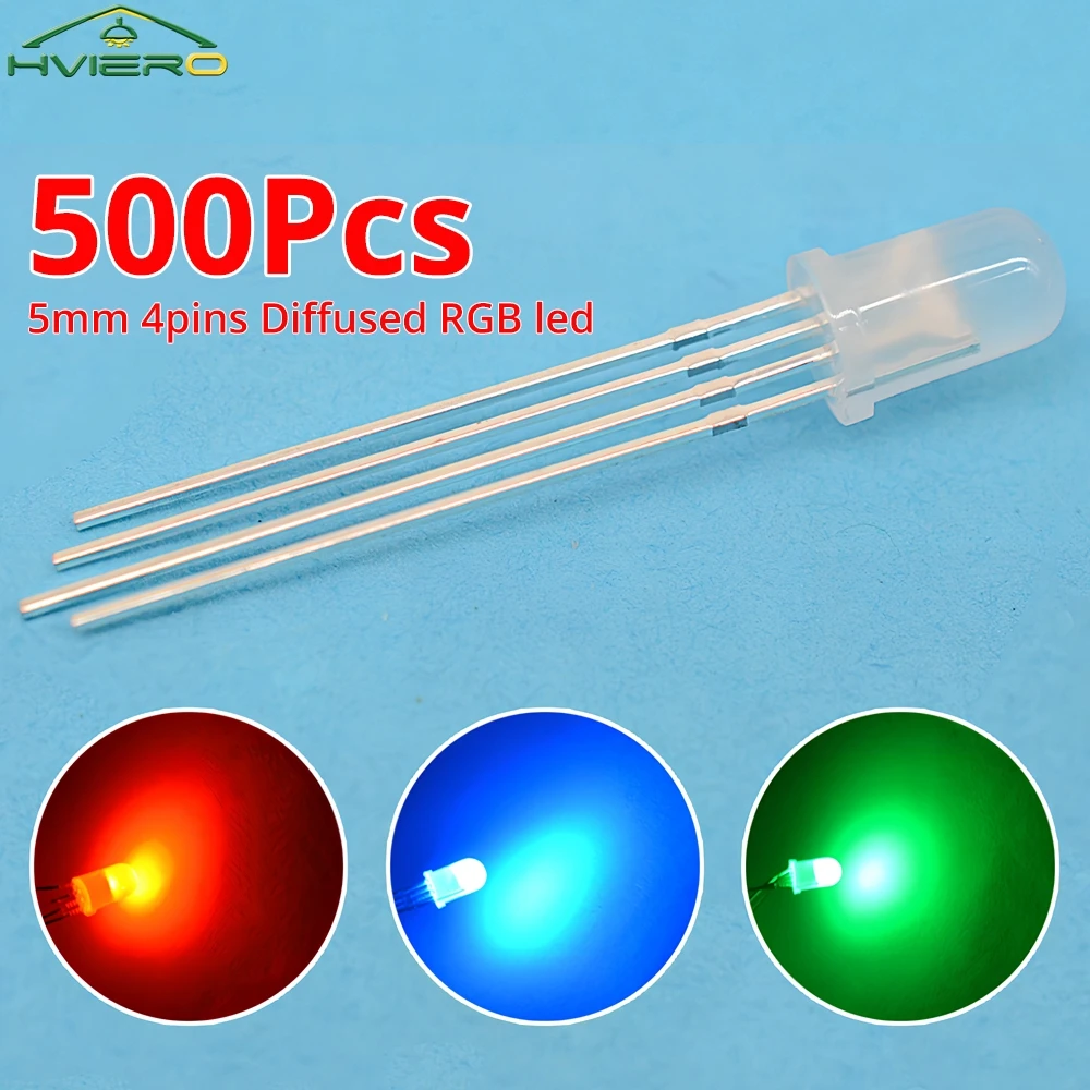 100/500/1000X RGB свет трехцветный общий катод DIY рекламный щит атмосферные лампы излучающие диоды светодиод 5 мм круглые 4-контактные рассеянные лампы