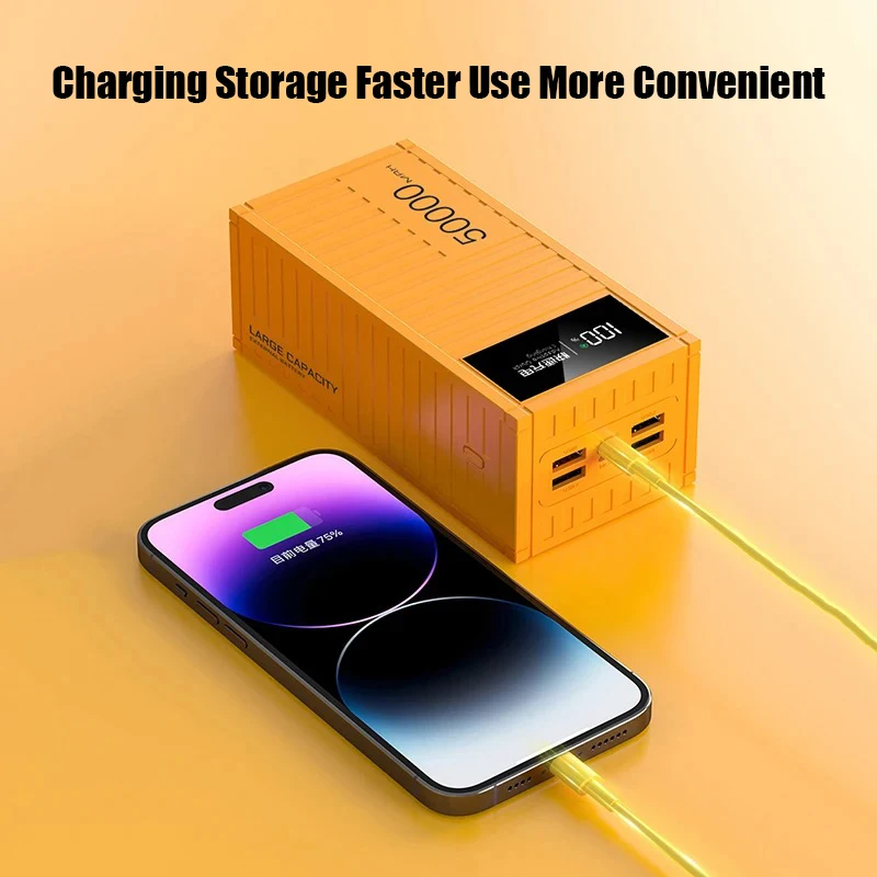 New 50000mAh 66W Container Power Bank Super Fast Charging PD Bidirectional Charger Portable External Battery for IPhone Android