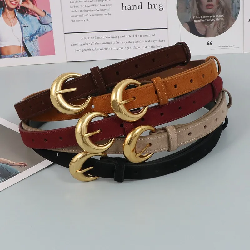 여성 빈티지 스웨이드 정품 가죽 코르셋 여성 Cummerbund 코트 허리띠 드레스 Decration 좁은 벨트 J1433