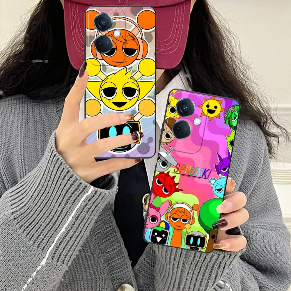 Sprunki الموسيقى المحمول قضية الهاتف الخليوي ل ممن لهم رينو 14 13 12 11 10 9 8 7 6 5 F T Pro 5G غطاء الطباعة الملونة غطاء فاخر