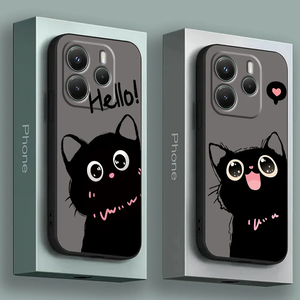 

Black Cats Cute cat Hello Phone Case for Xiaomi Redmi 14C 12C 10C 13C 4G Redmi Note 14 13 12 11 10 Pro Plus 5G 12S 9S Soft Cover