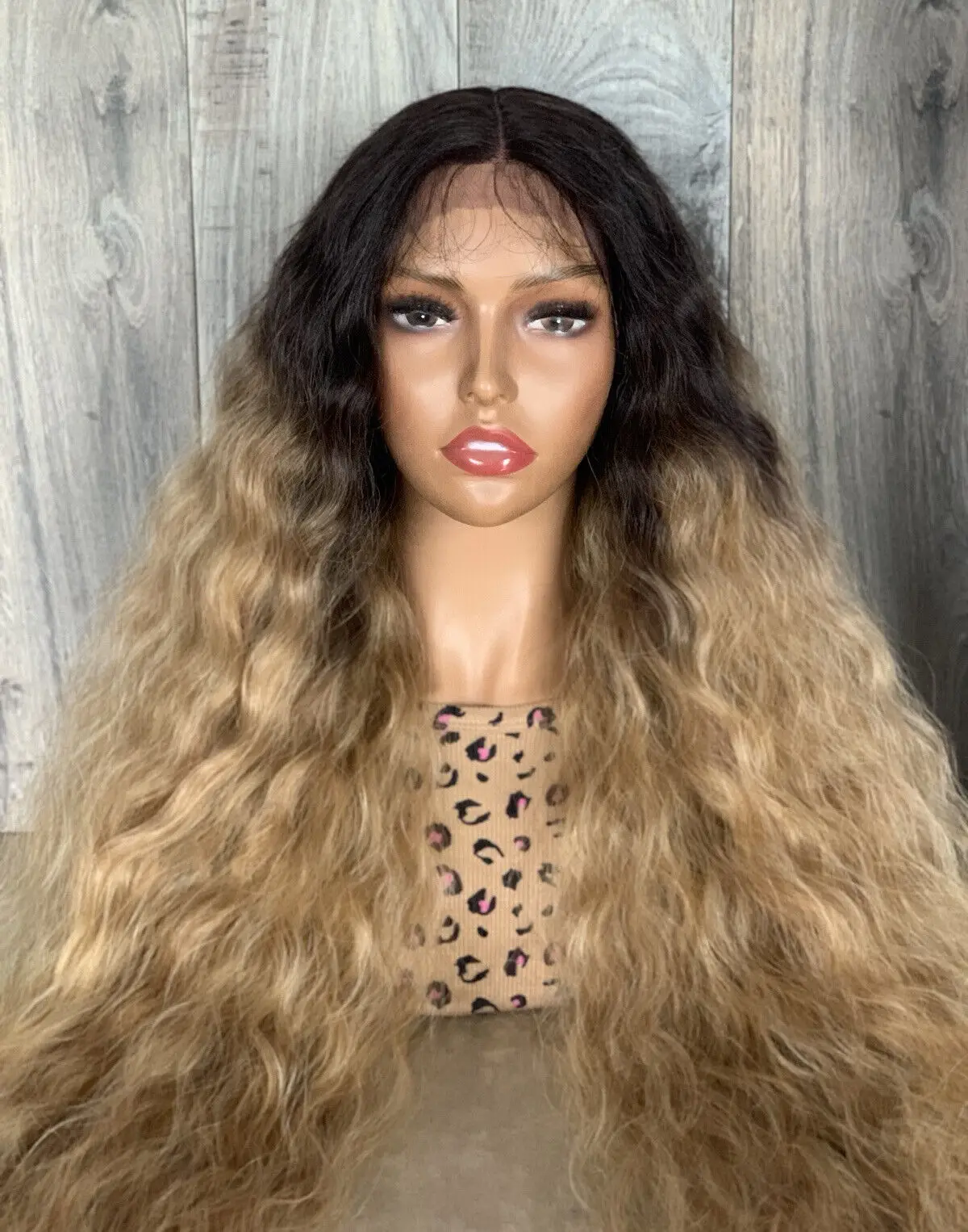 

Extra Long Ombre Blonde Bohemian Wavy Lace Front Wig 40 inch Heat Resistant