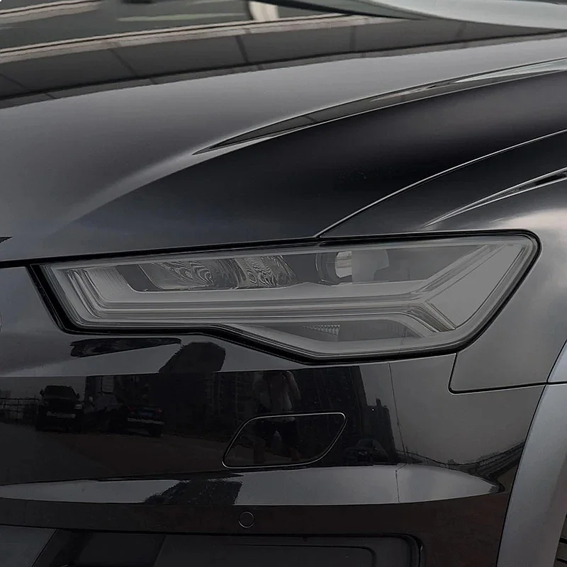 2 Pcs Car Headlight Protective Film Smoked Black Tint Wrap Vinyl Transparent TPU Sticker For Audi A6 C7 4G S6 RS6 2012-2018 view 2