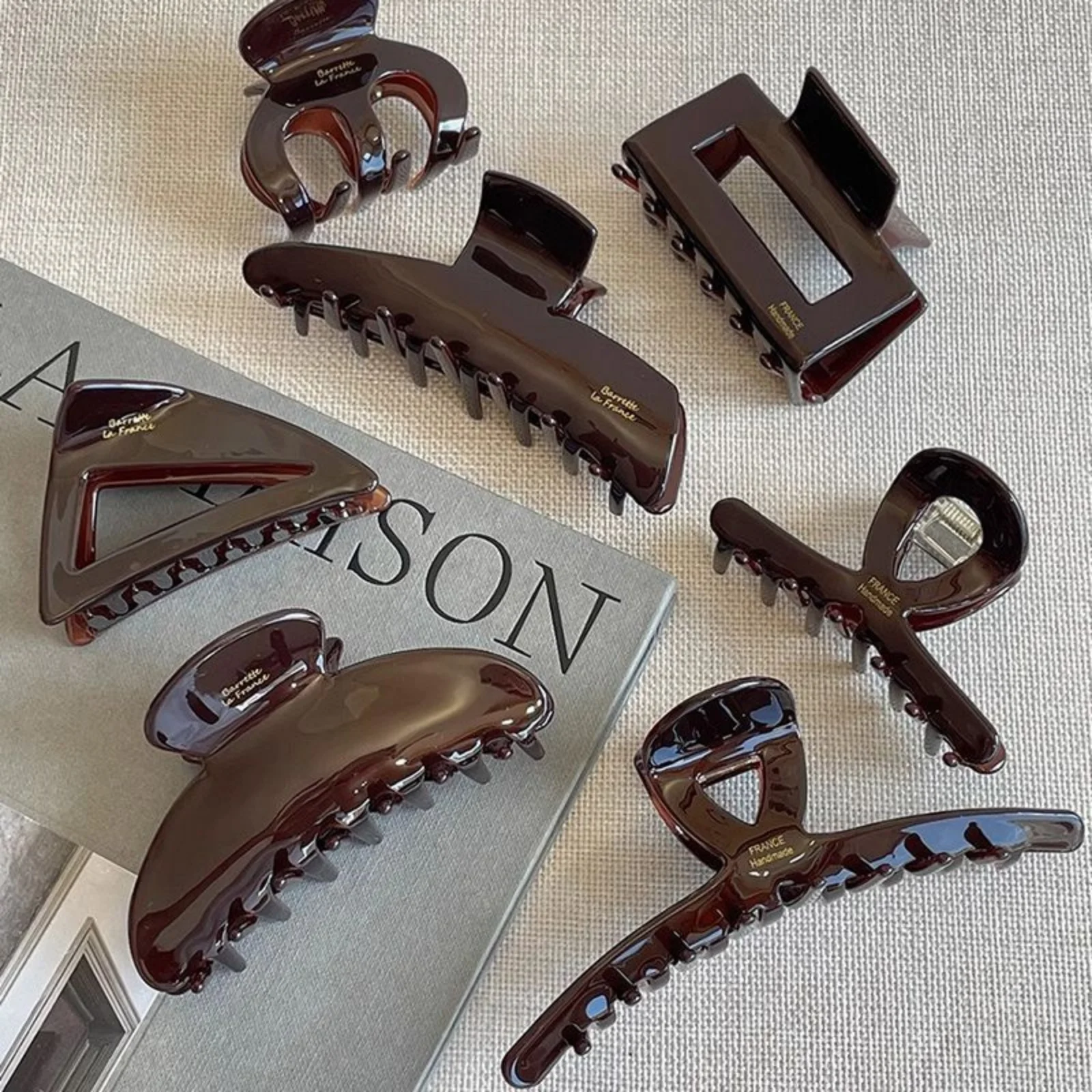 1PC Schokolade, Acetat, Halteklammer, Haarspange, weiblich, Hinterkopf, Haargriff, Premium, Hai, hohe Qualität, vier Jahreszeiten