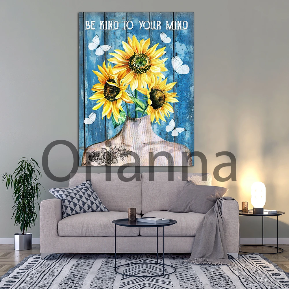 Be Kind To Your Mind Retro Poster Women Inspirational Prints Wall Art Canvas Painting Home Living Room Decor Girl Gift Cuadros