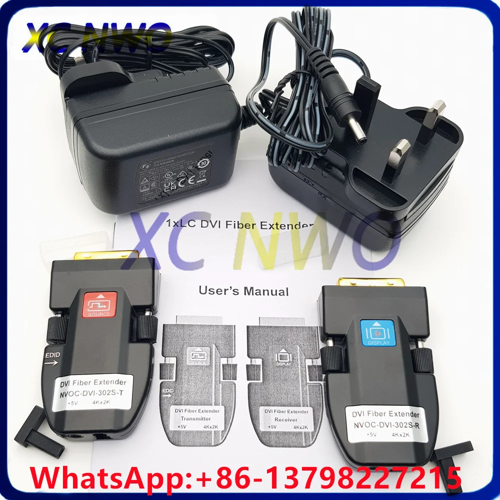1xLC DVI Fiber Extender 1310nm Laser,4K*2K@30Hz, 2KM Mini 1080P 2K DVI to Fiber Optic Converter Single Mode  EDID Simplex LC