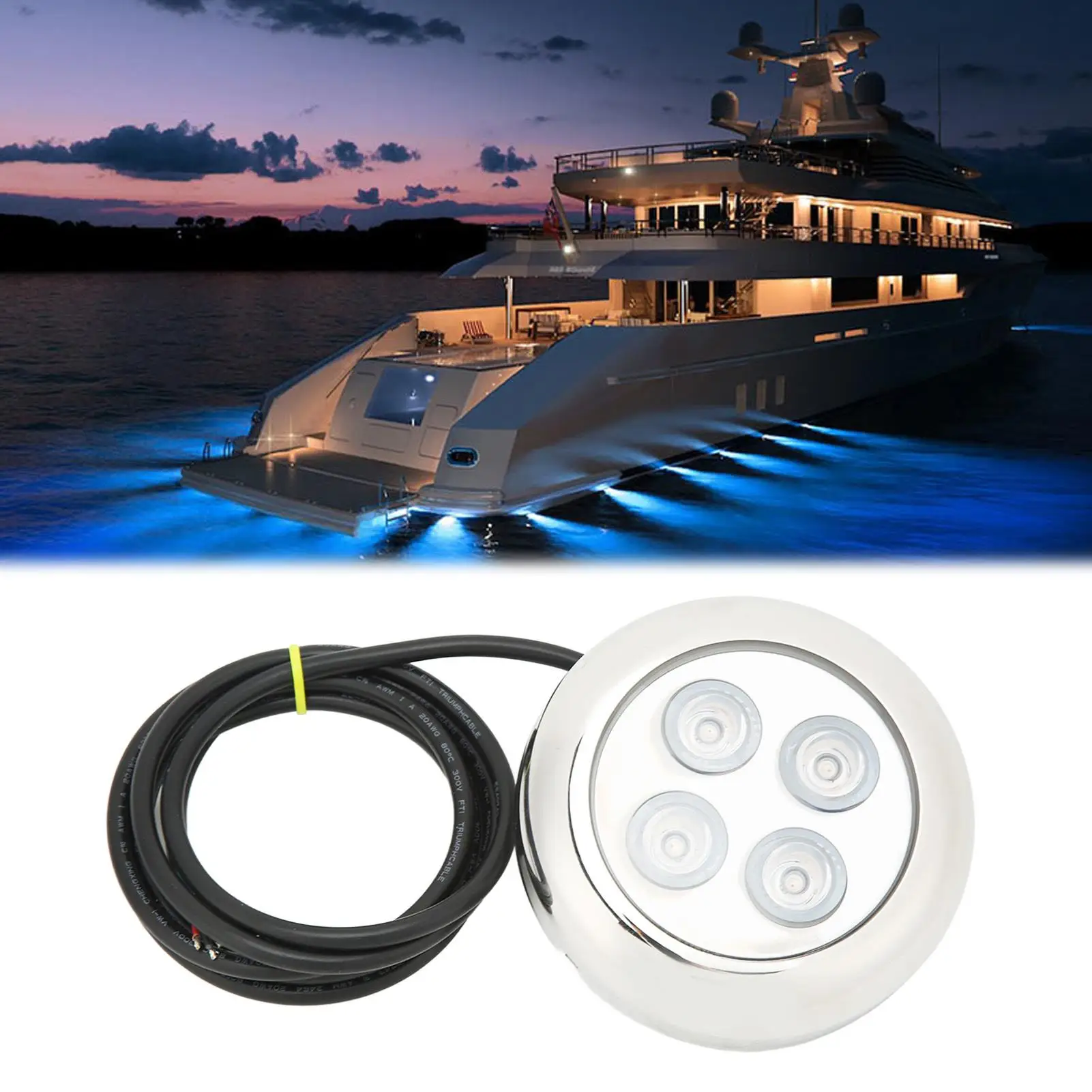 Yacht Tail Dome Light for marine Underwater Light 60° Angle IP68 Waterproof High Brightness for yachts