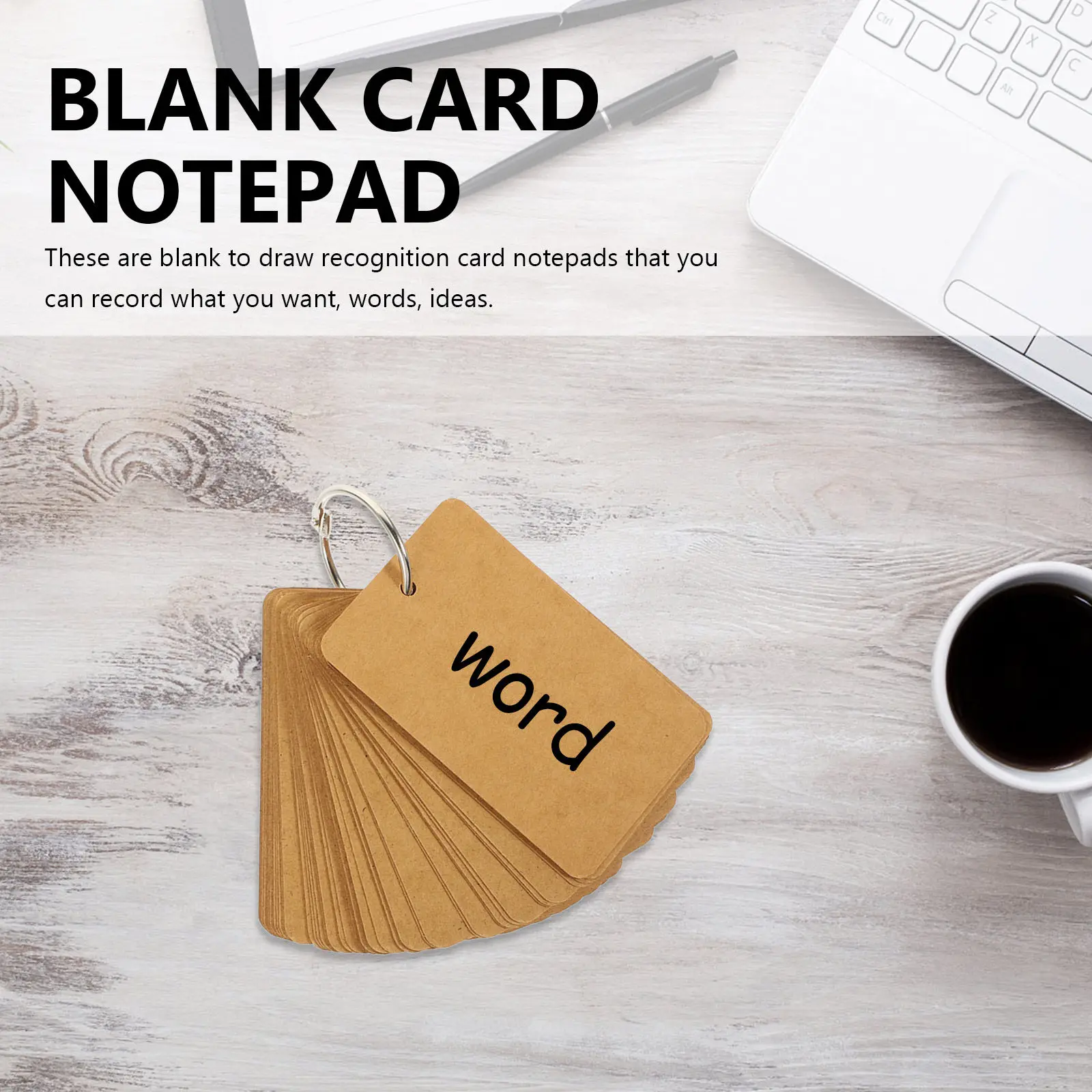 5Pcs Smooth Writing Flat Paper Blank Cards with Metal Ring for Kids Students Teachers Memory Planning Organization Flash Cards