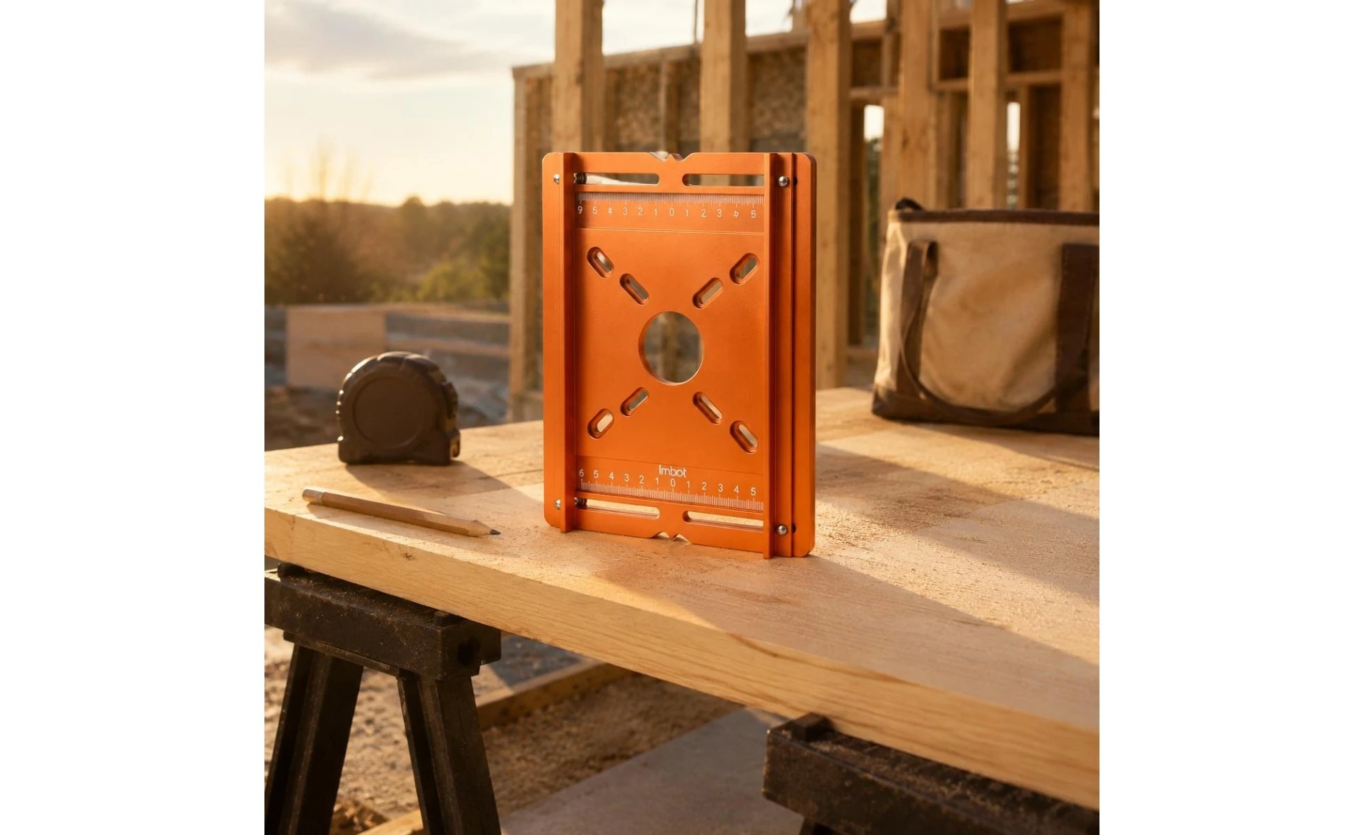 Slotting Router Plate Measurement Markings Router Grooving Base Plate Trimmer Base Polished Finish Slotting Bracket Orange