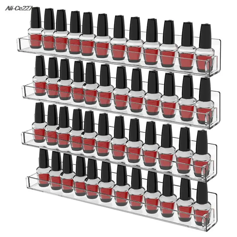 1/4 Layer Acrylic Nail Polish Display Rack Transparent Storage Holder Nail Art Tools Lipstick Organizer Wall-mounted Shelf