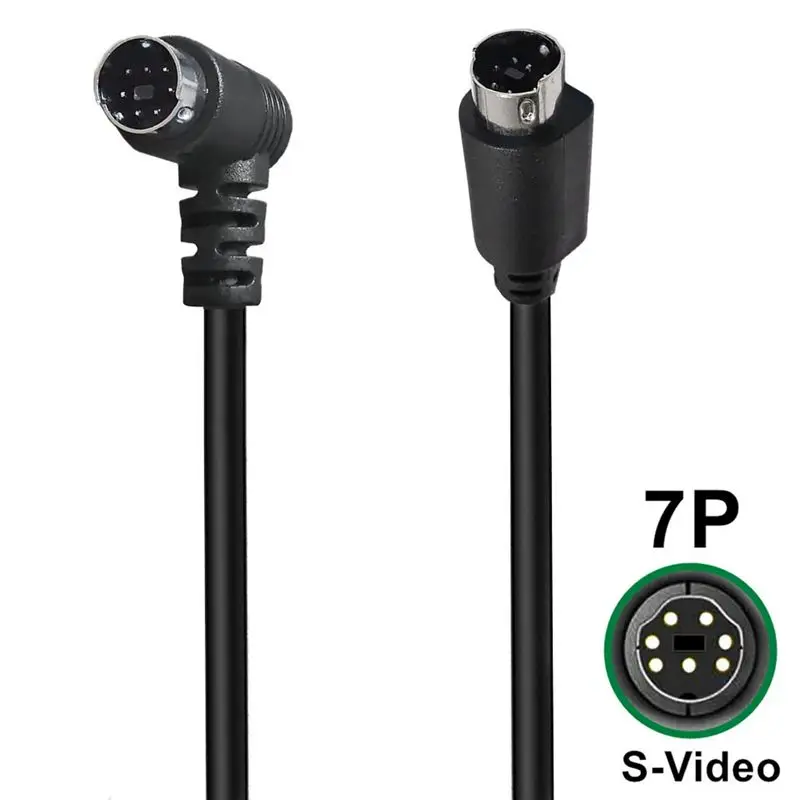 Mini Din 7Pin Male to Male 90 Degree Elbow Computer S-Video Terminal Video Cable 7-Core Mini DIN Audio and Video DVD Cable
