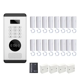 Apartamento Áudio Intercom campainha porta telefone, 2 fios, não visual, suporta cartão de identificação, senha de desbloqueio, 12, 16, 24