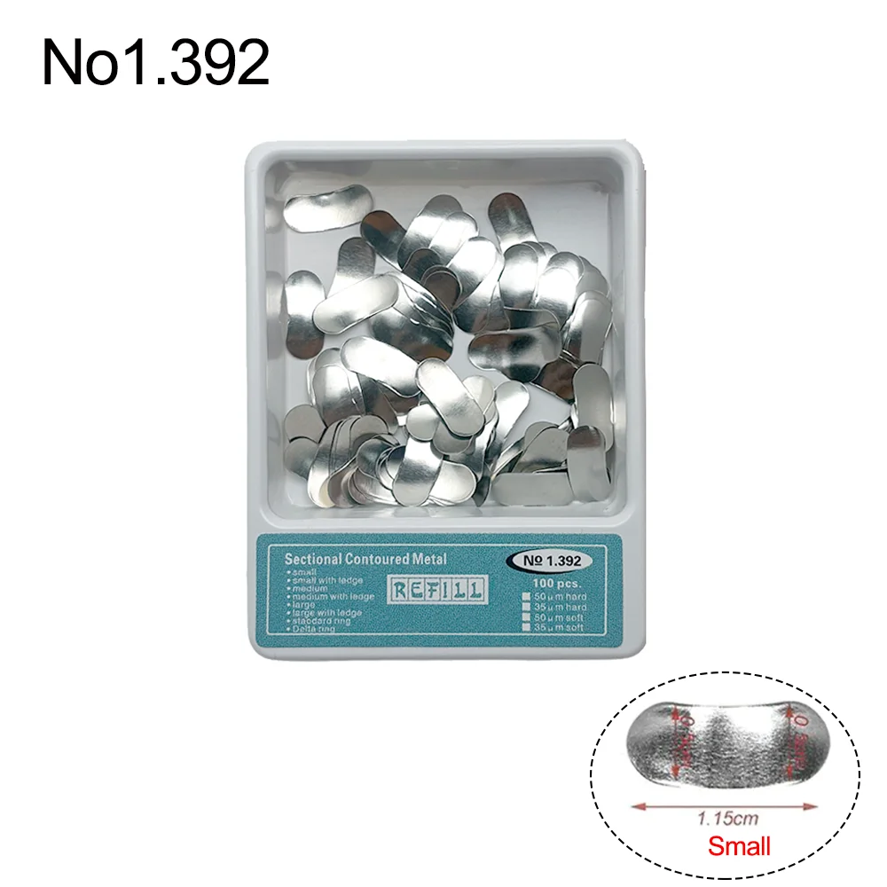 100PCS Dental Matrix Schnitt Konturierte Matrizen Band Kit Metall Ringe Zahnmedizin Matriz Materialien Zähne Kieferorthopädische Bilden