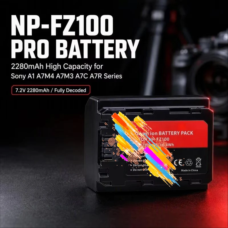 NP-FZ100 7.2V 2280mAh Rechargeable Replacement Battery For Sony A1 A7C A7M3 A7M4 A7S3 A7R3 A7R4 A7RM3