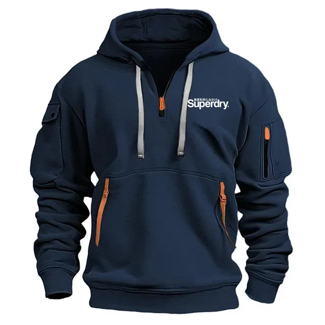 Spring new zipper men's casual hoodie, fashion outdoor jogging fitness play basketball multi-color men's sports pullover