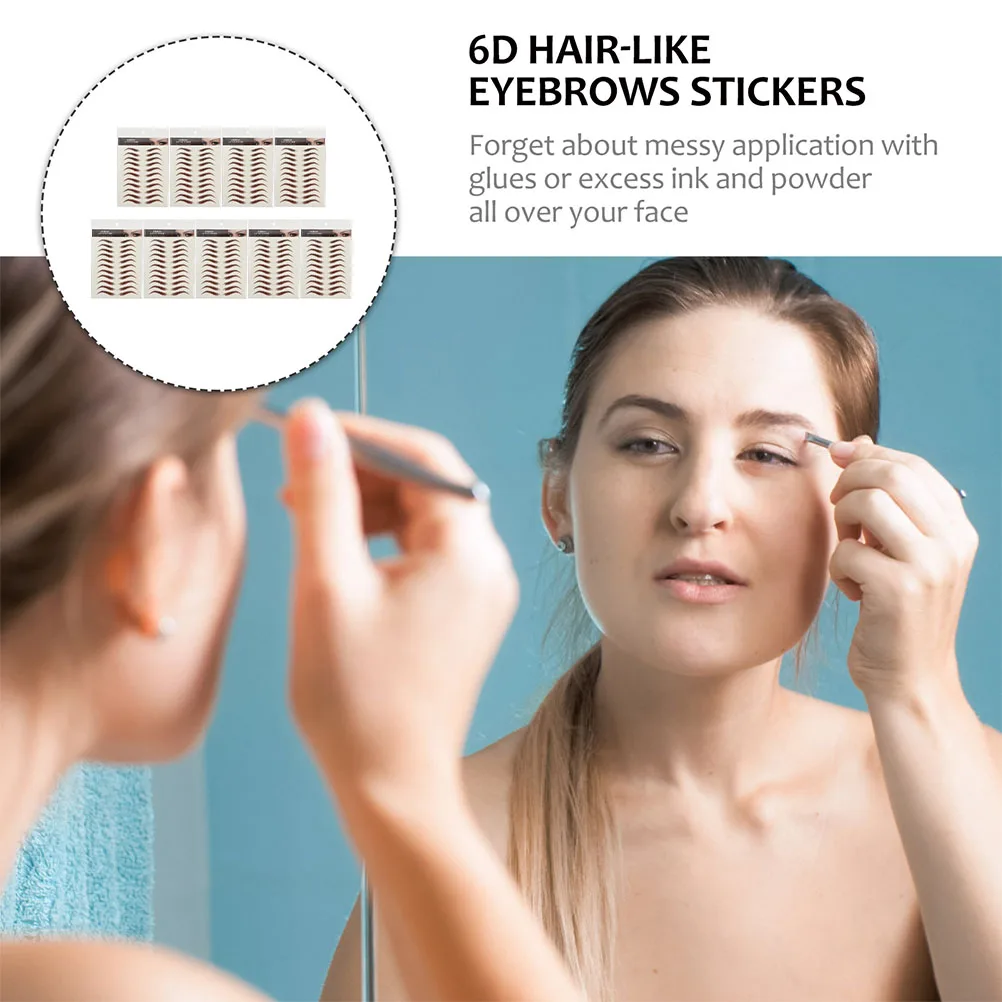 

9 Sheets 6D Hairlike Eyebrow Stickers Waterproof False Eyebrows Cosmetics Imitation Makeup Accessories