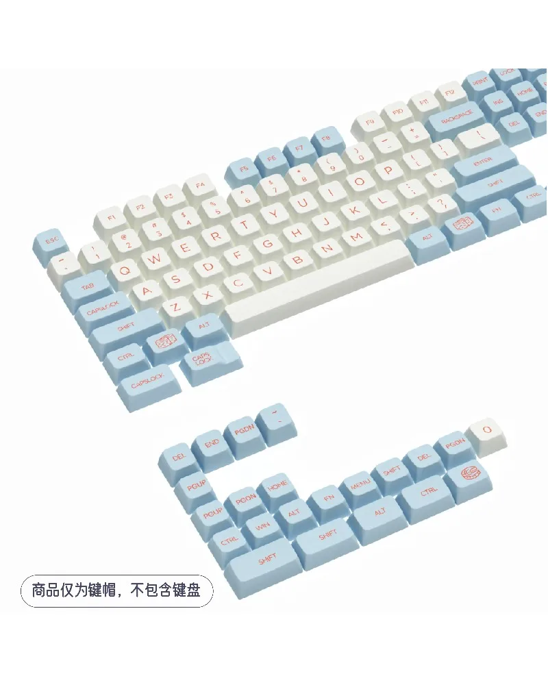 Clean white with light blue and red accents durable pbt keycaps set high quality for custom mechanical keyboards