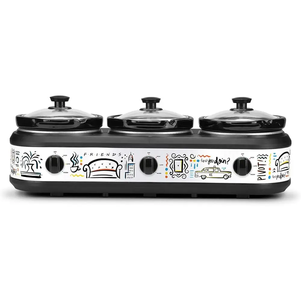 

Triple 2.5 Qt Slow Cooker with Removable Stoneware, Independent Heat Controls, Lid Rests & Serving Spoons