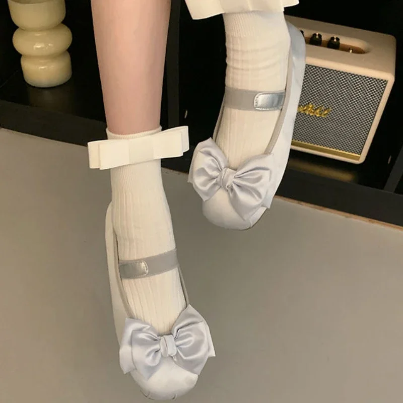 

Женские туфли Мэри Джейн в японском стиле Лолита на плоской подошве с круглым носком Kawaii Silver, милая женская обувь в готическом стиле, распродажа, последняя Y2k