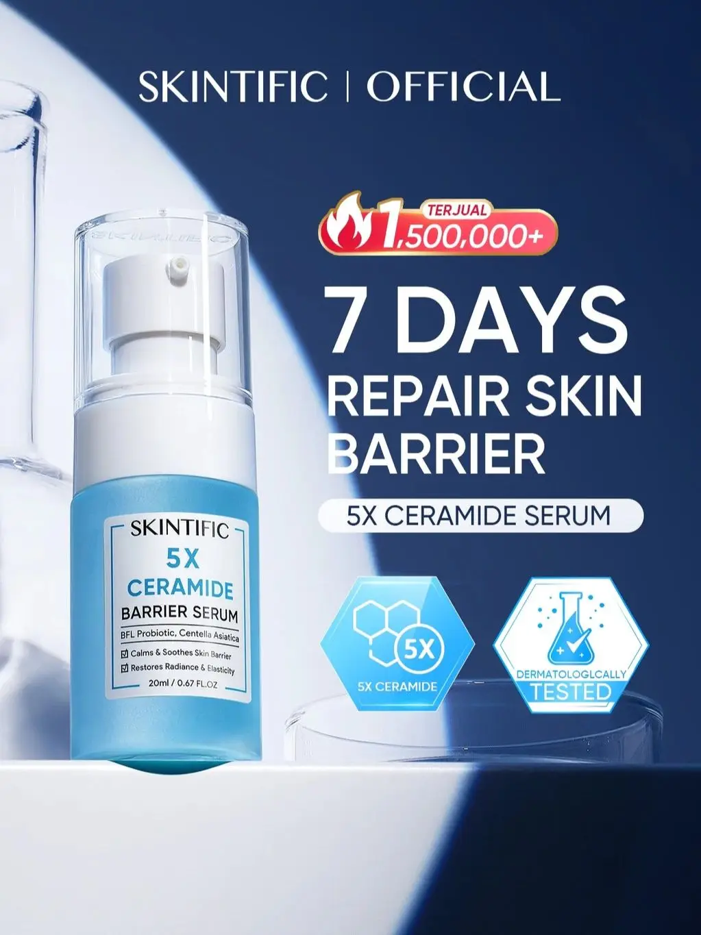 5X Ceramide Barrier Repair Serum, Nano-Liposome Deep Hydration, Oil Control Soothing Anti-Acne Facial Serum