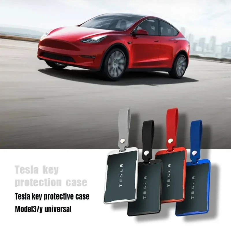 New Aluminum Alloy for Tesla Model 3 Model Y Car Card Key Holder Protector Case Cover Full Cover Accessories Keychain