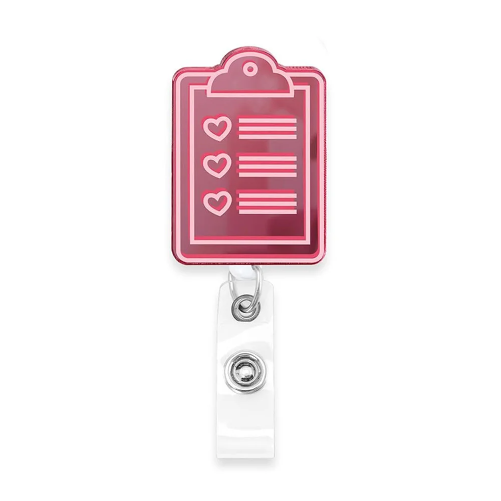 Porte-badge d'identification rétractable en acrylique rose avec pince crocodile rotative à 360 °, porte-nom de médecin, bobine d'infirmière, le plus récent