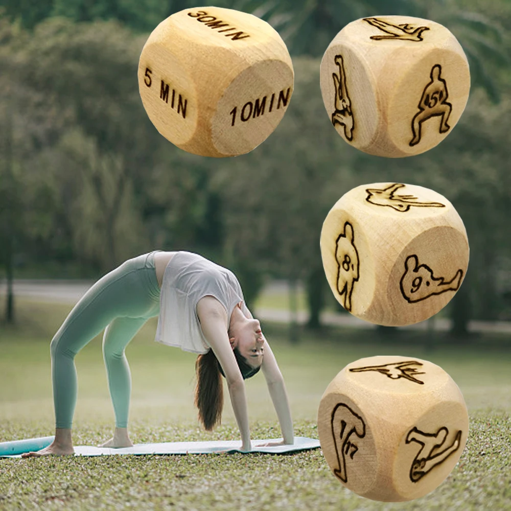 Pcs Natural Wooden Yoga Fitness Exercise Decision Dice Naughty Dice/Yoga Sports Game Dice Couple Dice Portable Choices Gift