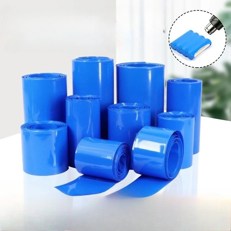 1M Blue PVC Heat Shrink Tube Width 7mm-103mm 18650 Lipo Battery Pack Cable Sleeve Lithium Insulated Film Wrap Case Protection