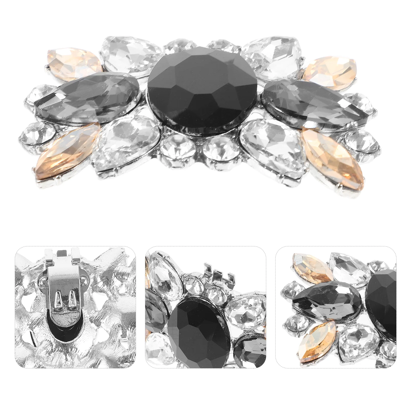 

2 Pcs Shoes Women's Decorations High Heel Accessories Wedding Buckle Removable Flowers Rhinestone Materials (Gray) Clip