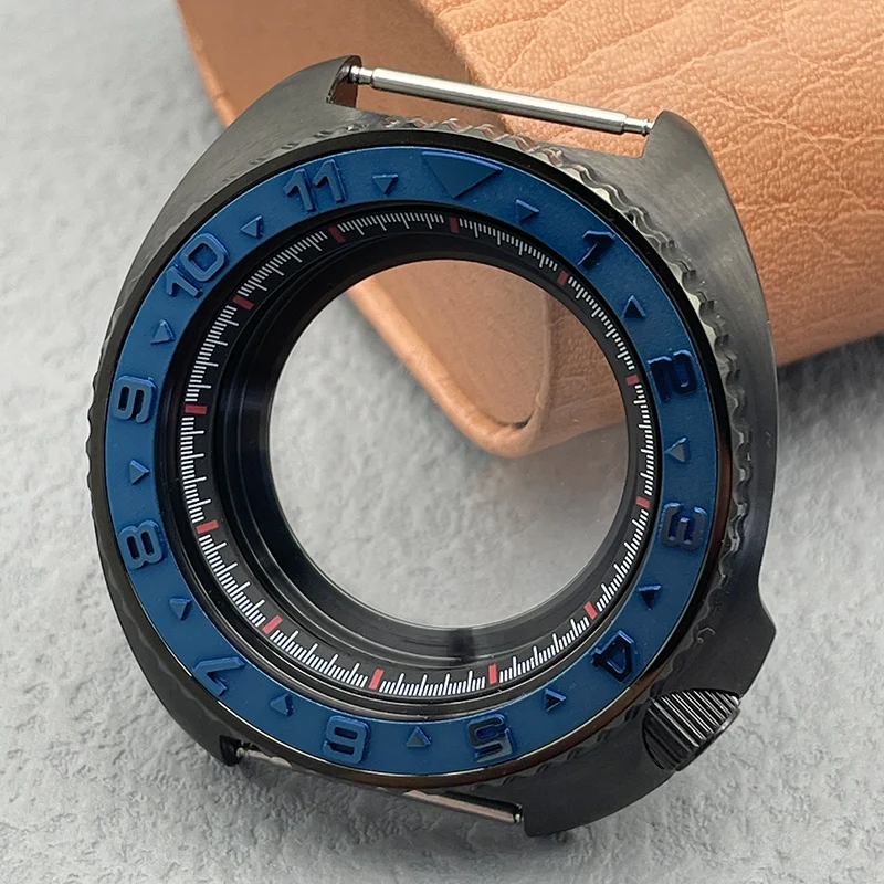 Black NH35 Watch Cases 44mm 6105 6309 Turtle Abalone Case Steel Bezel Sapphire Glass Fit NH34 NH35 NH36 Movement 28.5mm Dial