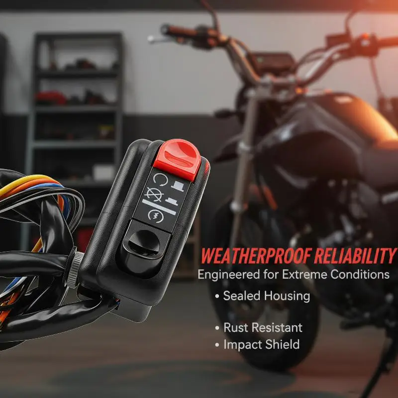 Universal Motorcycle Handlebar Switch Kill Switch Headlight Control Wear-Resistant Shell for Scooter Daily Use