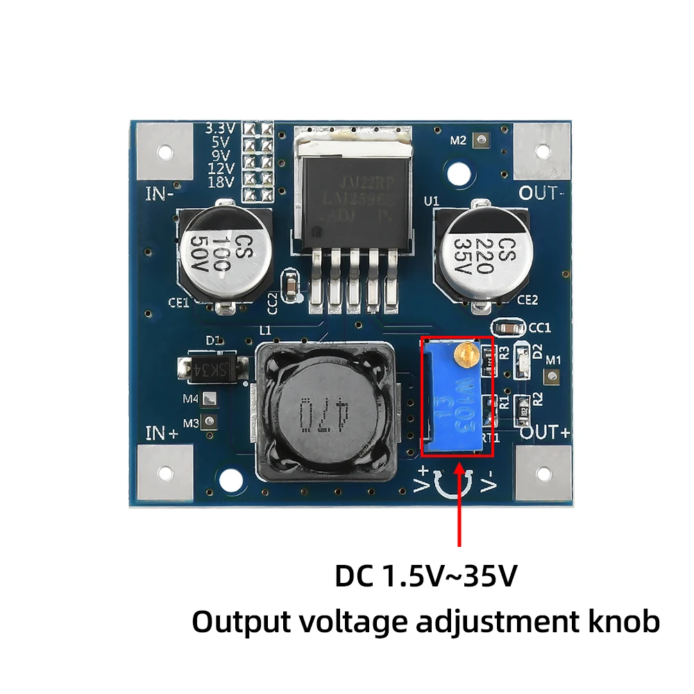 DC 3-40V naar 3,3V/5V/9V/12V/18V Step-down Power Module LM2596 Step-down Module DC1.5-35V Verstelbare Spanning Power Module ﻿