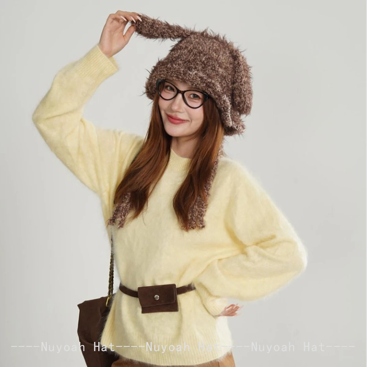 جديد إمرأة الكورية لطيف آذان أرنب صغير المشارب أفخم قبعات منسوجة الدافئة الدانتيل موضة الحلو بيني في الهواء الطلق تنوعا عادية ins