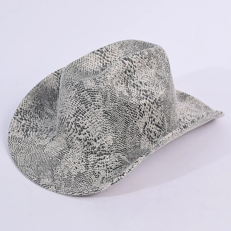 Western Snake Print Cowboy Hat - Unisex Vintage Fedora for Outdoor, Slimming & Stylish