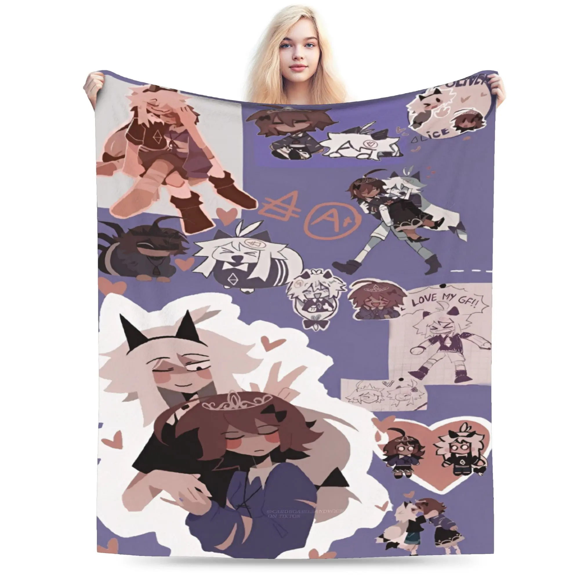 Cozy Alice × Oliver Fundamental Paper Education anime Blanket Stuff Sofa Decorative  Throw Blankets Soft Flannel for Travel