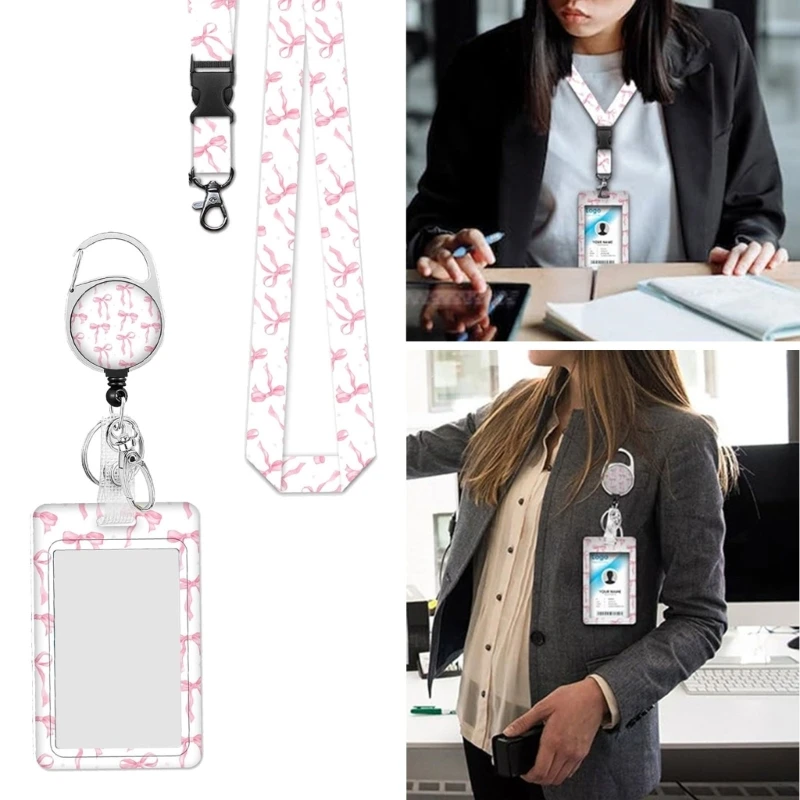 

Retractable Lanyard Badge Holder Identity Card Badge Holder with Retractable Badge Reel Retractable Keychain Card Holder K1KF