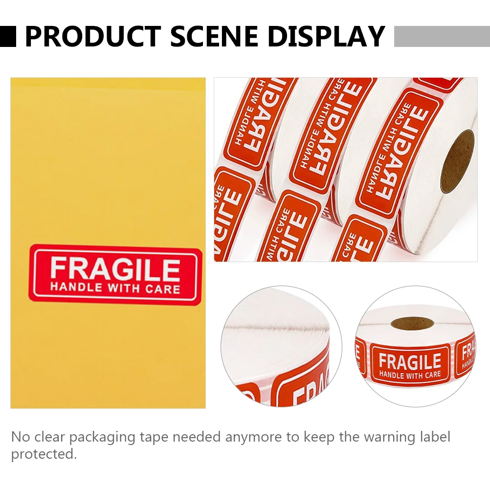 150 Pcs Label Sticker Handle with Care Food Labels for Containers Warning Stickers Fragile Adhesive Paper