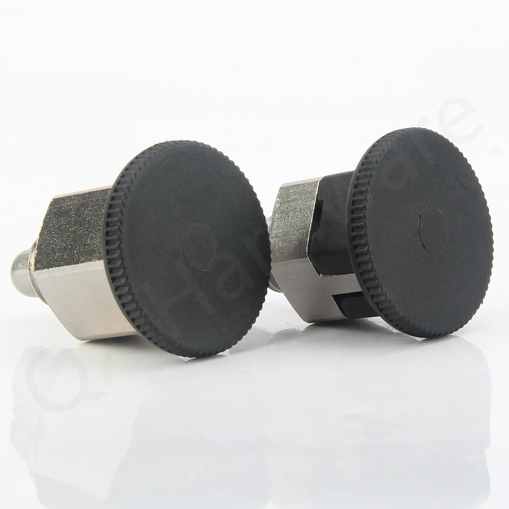 QX213 Mini stantuffo indice non bloccabile/autobloccante in acciaio al carbonio con perno Lcating placcato in nichel con trattamento nero
