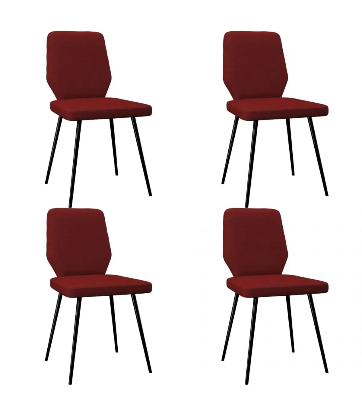 Dining chairs 4 PCs wine fabric Red dining chairs