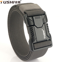 TUSHI New Elastic Belt Hard Aluminum Alloy Buckle Quick Release Tough Stretch Nylon Mens Military Tactical Belt Casual Waistband