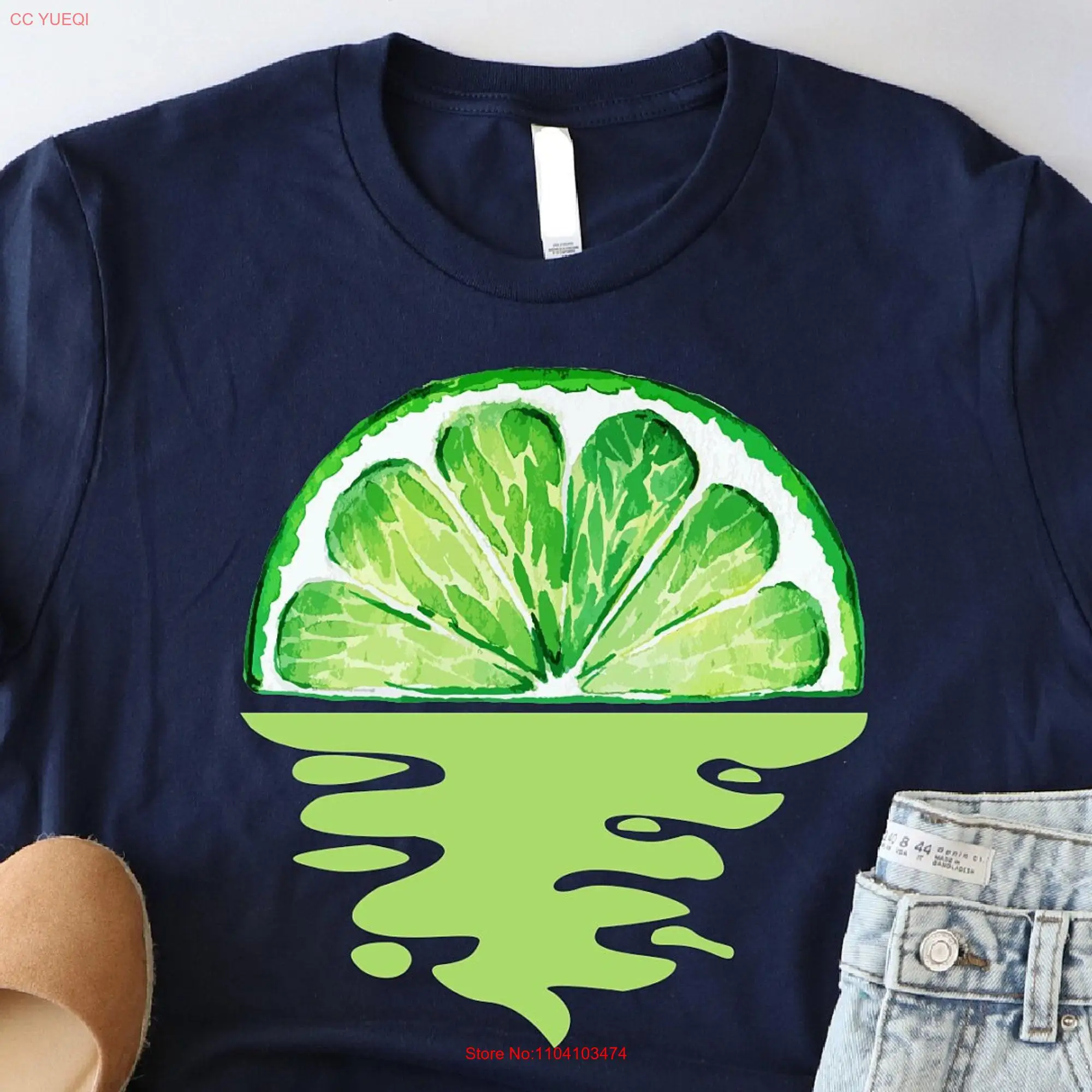 Lime T Shirt Botanical Summer Fruits Funny Green Slice Lover Cool Sun Lemon Farm Mom long or short sleeves