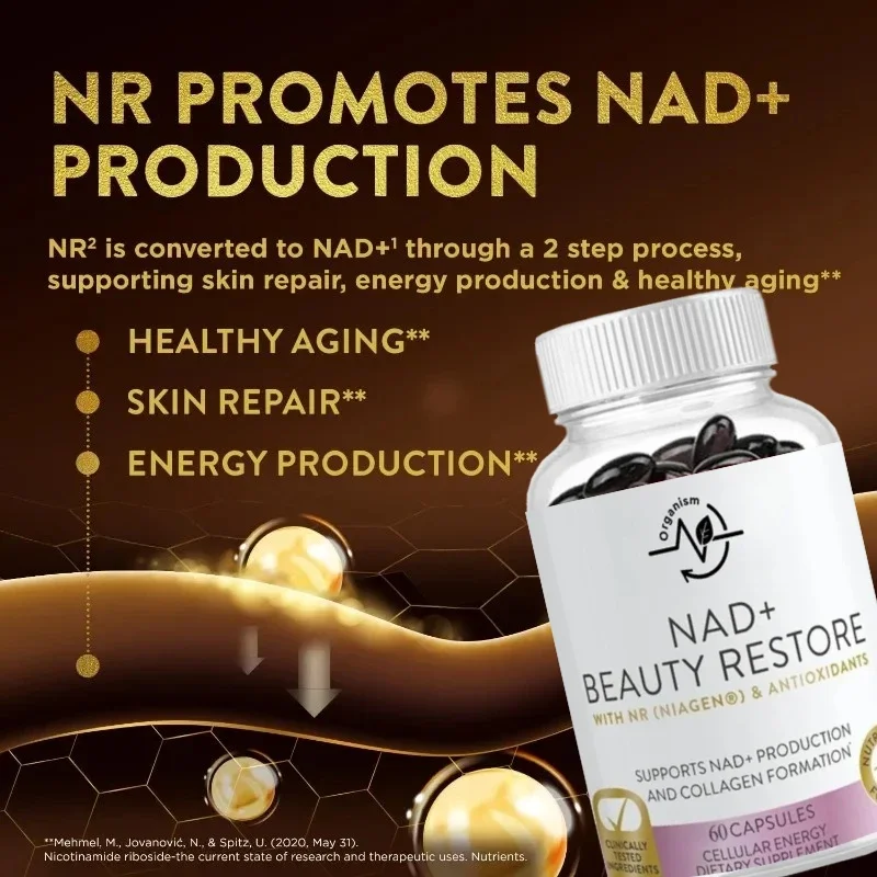 

Дополнительные капсулы NAD+ для мужчин и женщин — антивозрастная пищевая добавка с коллагеном для здоровья кожи