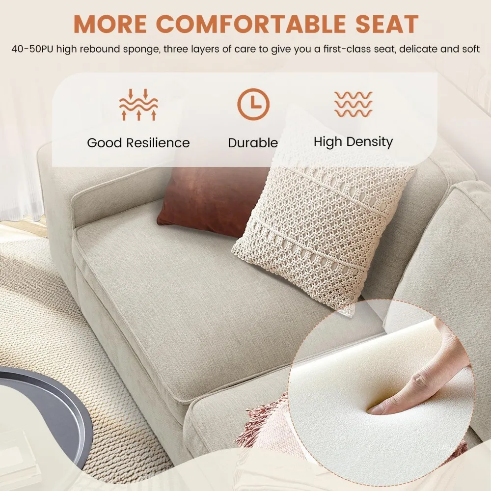 Sofá secional conversível, sofá em forma de L, sofá reversível multifuncional com USB