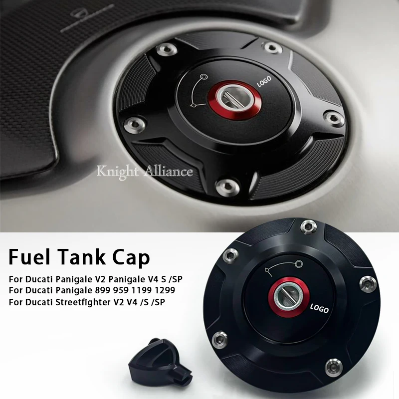 

New For DUCATI Diavel V4 2023 Streetfighter V2 Panigale 1199 1299 899 959 CNC Motorcycle Fuel Gas Tank Cap With Key Airbox Cover