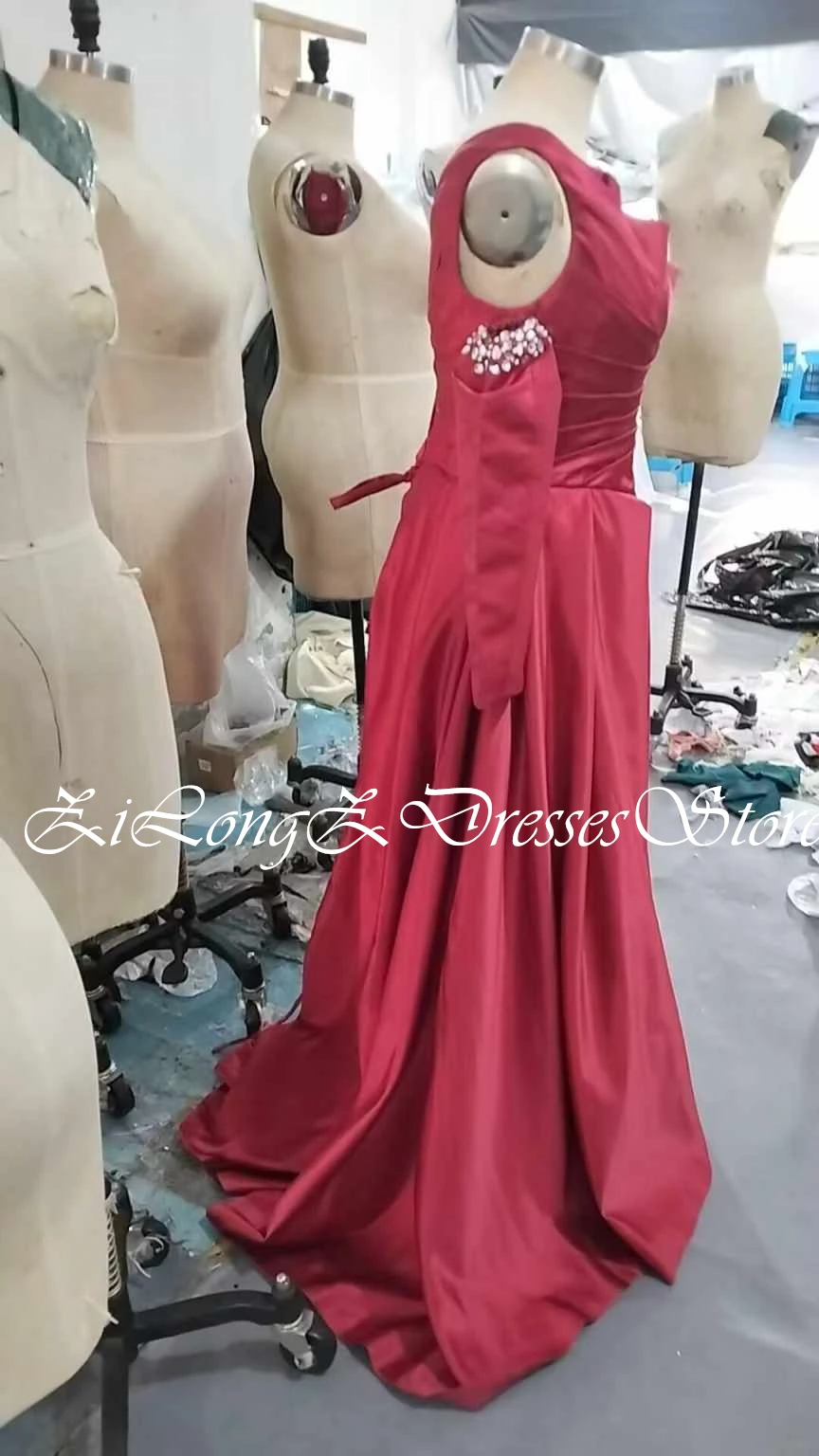 Elegant Party Dresses Woman 2024 One Shoulder Detachable Satin Sleeve Crystal A-Line Sweep Train Pleats Classic Celebrity Dubai