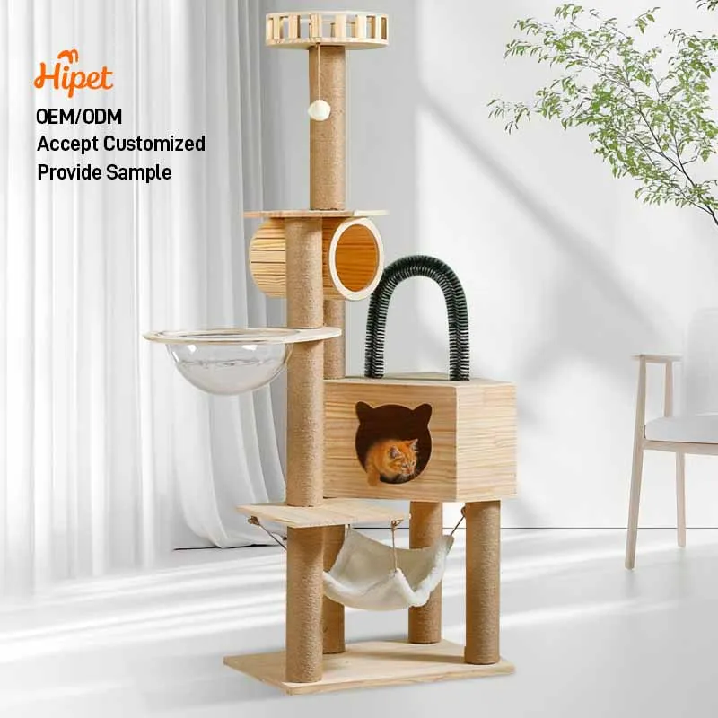 

Wholesale Modern Indoor High Quality Wooden Large Scratcher House Tower Cat Tree Furniture Activity Center For Kittens Adult Cat