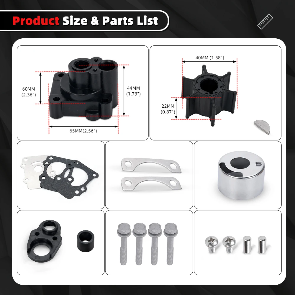 MUGE-682-44300-01-00 682-W0078-A1-00 1Set Kit pompa acqua per barche per parti di motore per barche Yamaha 9.9 HP 15HP TC051