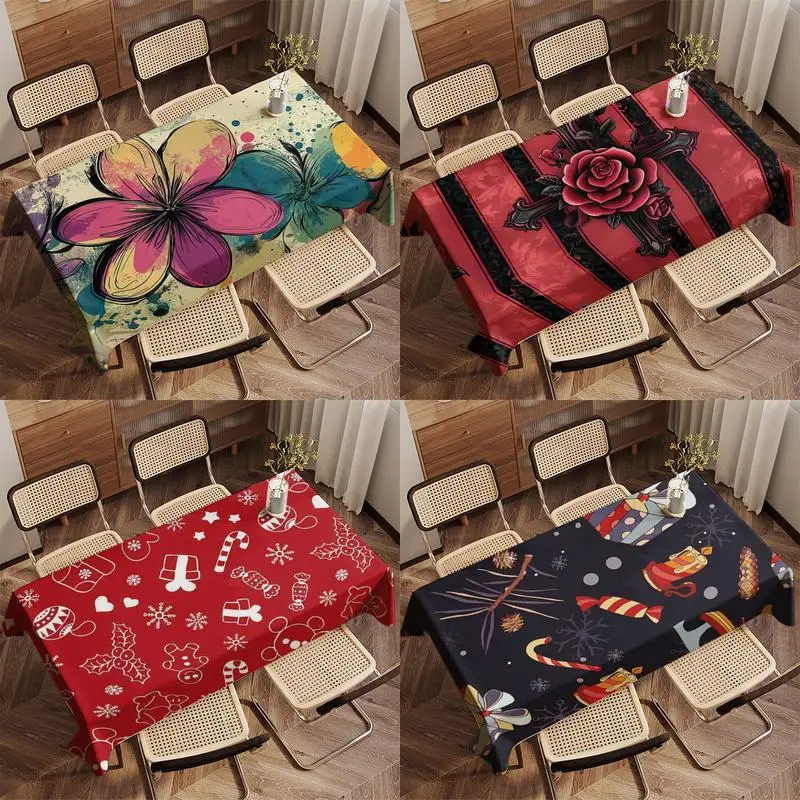 Colorful Floral Tablecloth Restaurant Kitchen Tablecloth Living Room Home Decoration Rectangular Party Decoration